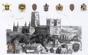 A drawing of Durham Cathedral by Randle Oliver.